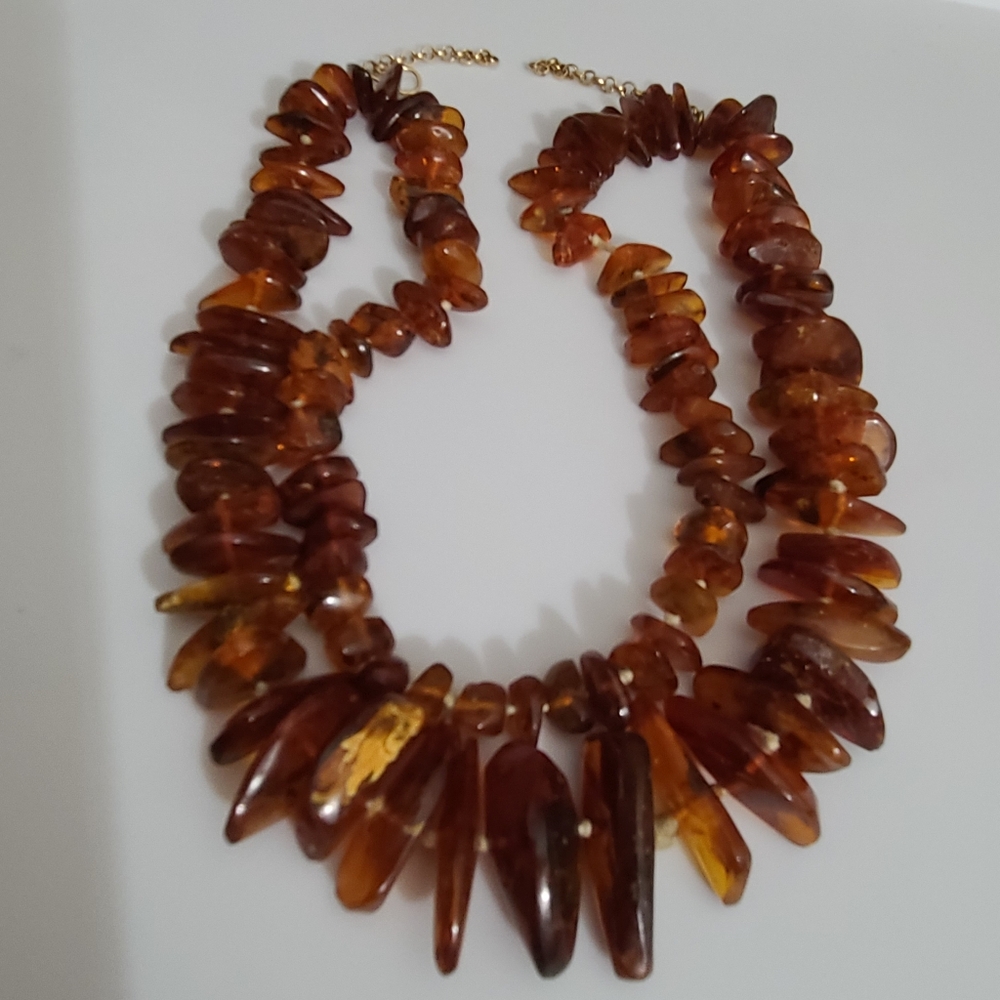 Vintage AMBER necklace Double Strand Chunky Estate 19.5" Baltic Honey - Picture 1 of 9